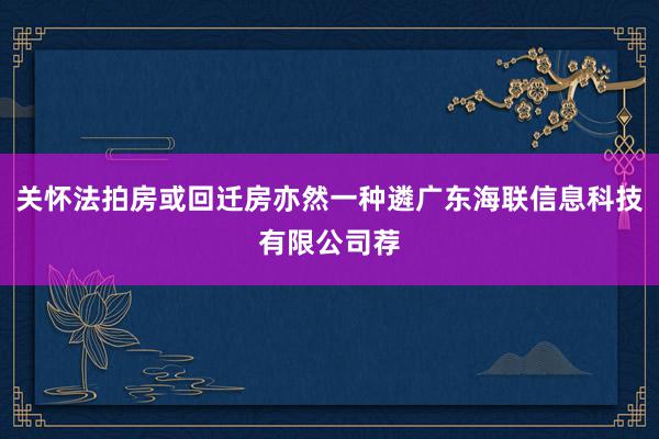 关怀法拍房或回迁房亦然一种遴广东海联信息科技有限公司荐
